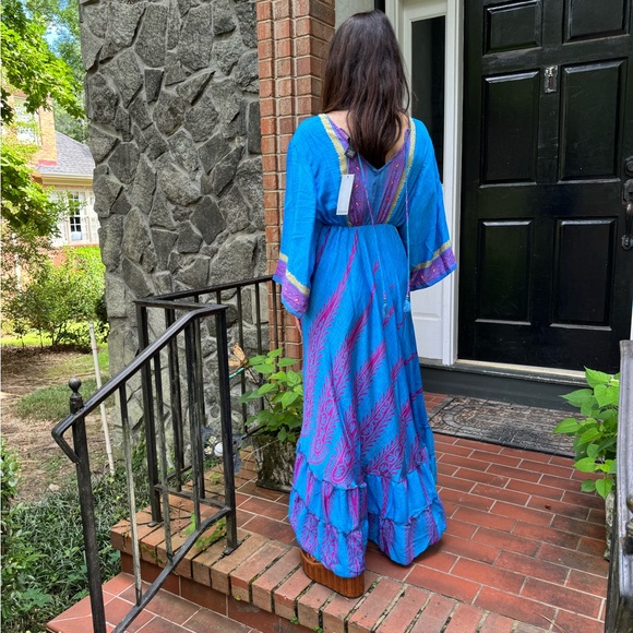 Beautiful Boho Silk Blend One of Kind Maxi Dress - Picture 4 of 6